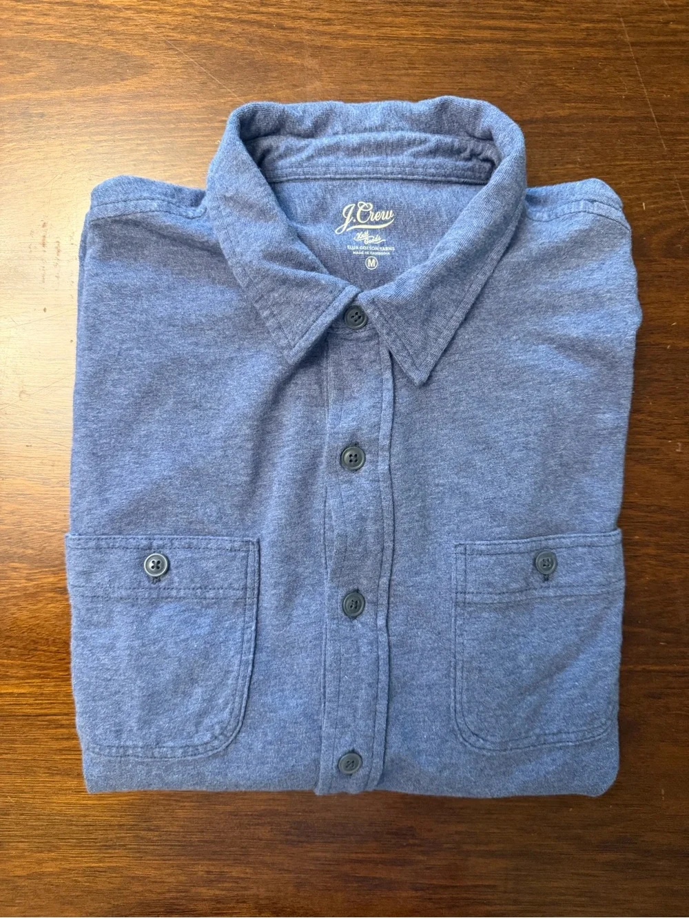 J. Crew Men’s Slub Cotton Heather Blue Button Shirt Jacket Size Medium